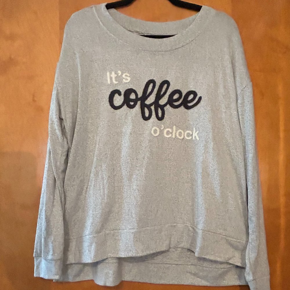 Secret Treasures Light Grey It's Coffee O'Clock Sweatshirt Large